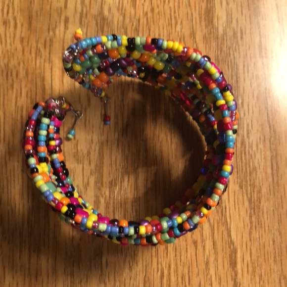 Colorful beaded cuff bracelet - Picture 2 of 4